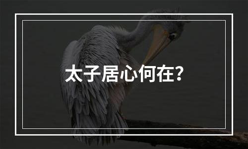 太子居心何在？