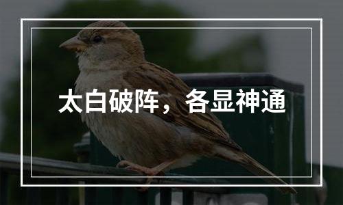 太白破阵，各显神通