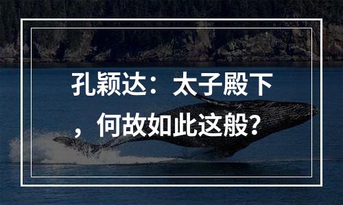 孔颖达：太子殿下，何故如此这般？