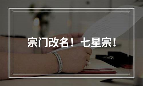 宗门改名！七星宗！