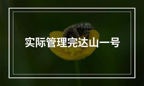 实际管理完达山一号