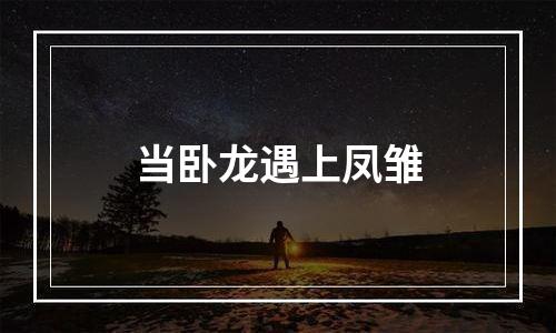 当卧龙遇上凤雏