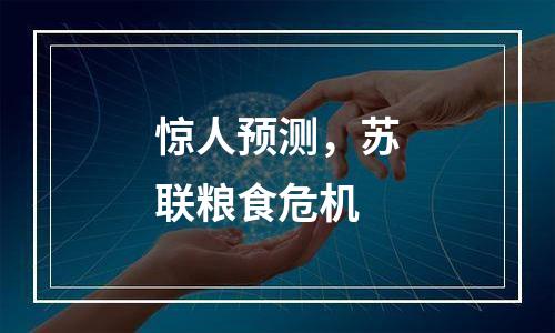 惊人预测，苏联粮食危机