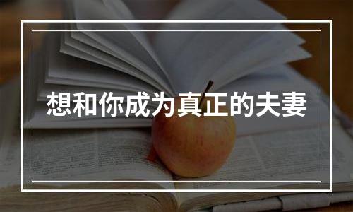想和你成为真正的夫妻