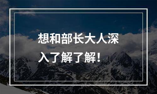 想和部长大人深入了解了解！