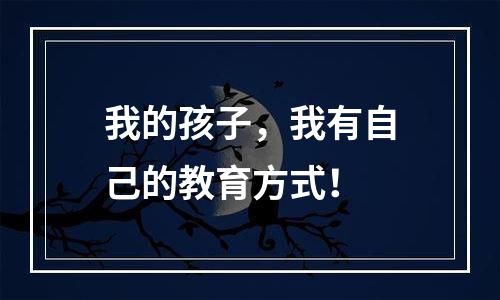我的孩子，我有自己的教育方式！