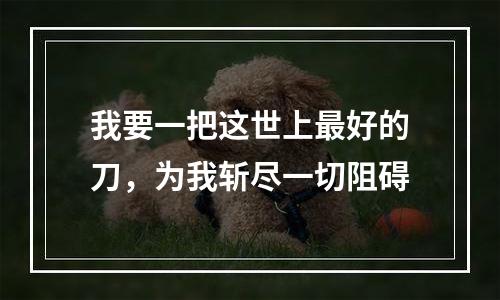 我要一把这世上最好的刀，为我斩尽一切阻碍