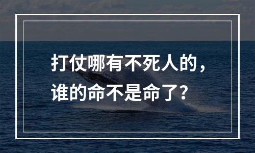 打仗哪有不死人的，谁的命不是命了？