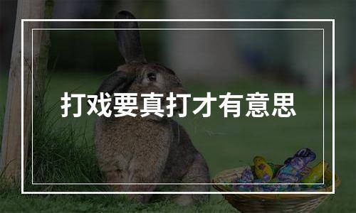 打戏要真打才有意思