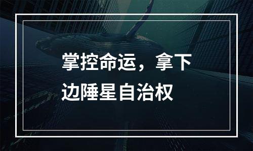 掌控命运，拿下边陲星自治权