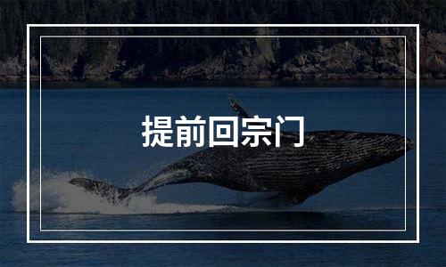 提前回宗门