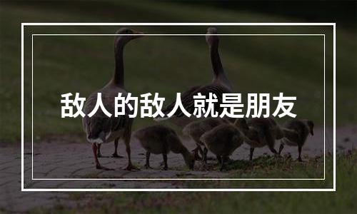 敌人的敌人就是朋友