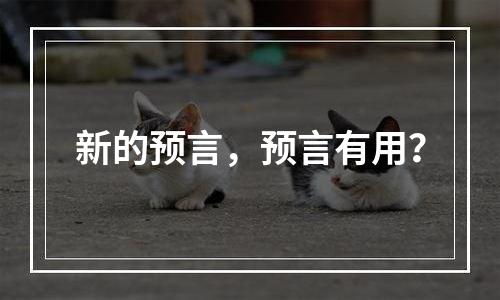 新的预言，预言有用？