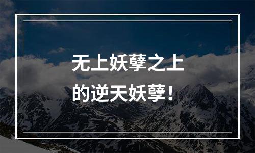 无上妖孽之上的逆天妖孽！