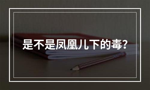 是不是凤凰儿下的毒？
