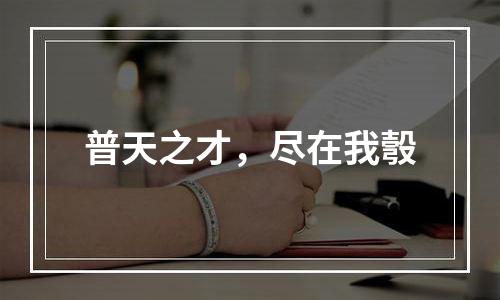 普天之才，尽在我彀