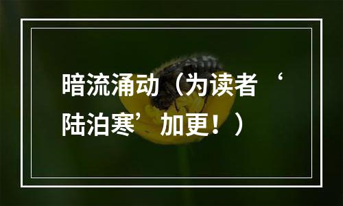 暗流涌动（为读者‘陆泊寒’加更！）