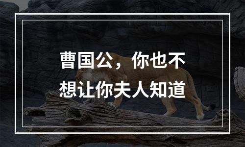 曹国公，你也不想让你夫人知道