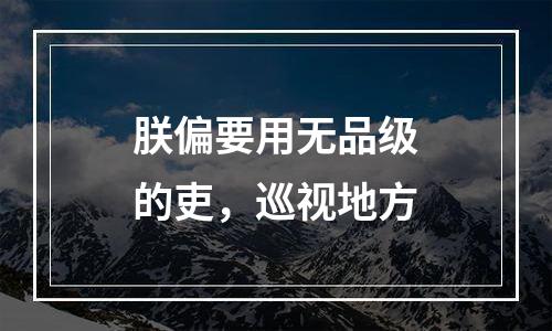 朕偏要用无品级的吏，巡视地方