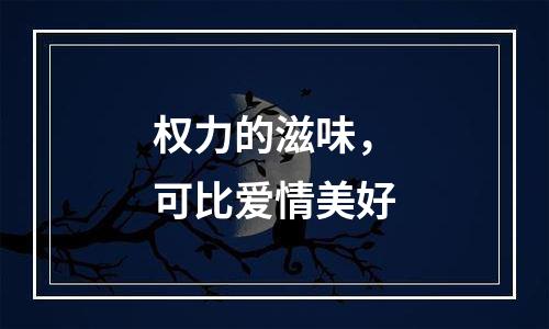 权力的滋味，可比爱情美好