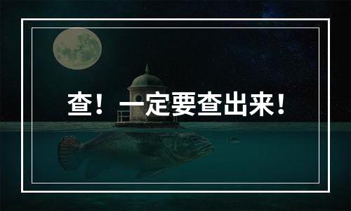 查！一定要查出来！