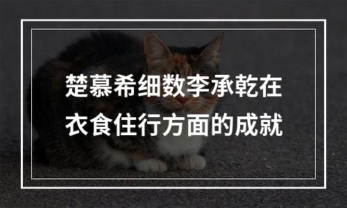 楚慕希细数李承乾在衣食住行方面的成就