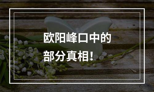 欧阳峰口中的部分真相！