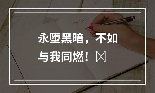 永堕黑暗，不如与我同燃！​