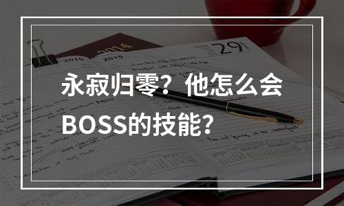 永寂归零？他怎么会BOSS的技能？