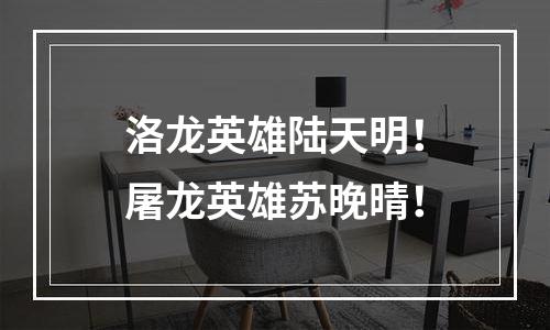洛龙英雄陆天明！屠龙英雄苏晚晴！