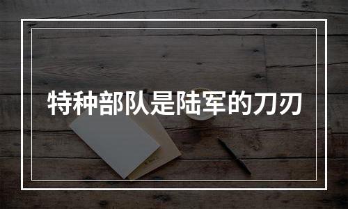 特种部队是陆军的刀刃