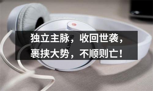 独立主脉，收回世袭，裹挟大势，不顺则亡！