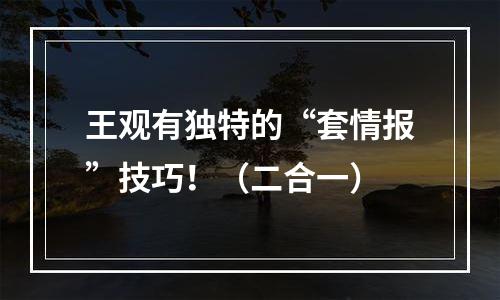 王观有独特的“套情报”技巧！（二合一）