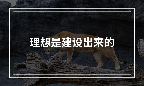 理想是建设出来的