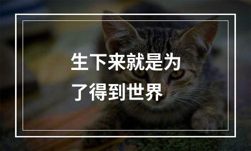 生下来就是为了得到世界
