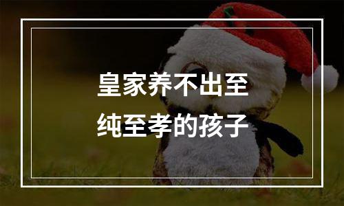 皇家养不出至纯至孝的孩子