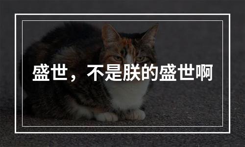 盛世，不是朕的盛世啊