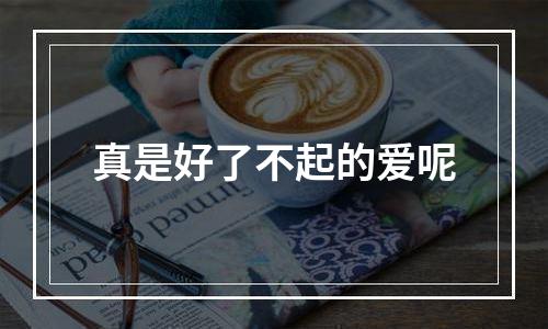 真是好了不起的爱呢
