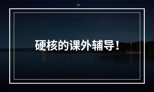 硬核的课外辅导！