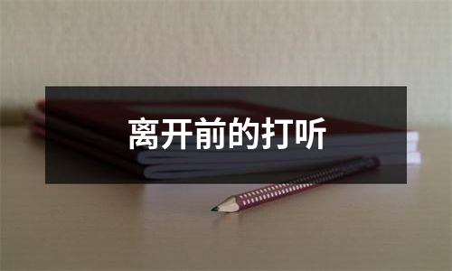 离开前的打听