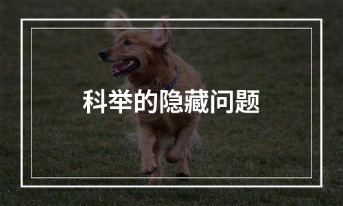科举的隐藏问题