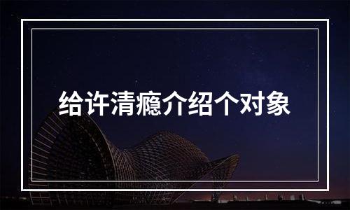 给许清瘾介绍个对象