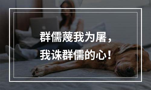 群儒蔑我为屠，我诛群儒的心！