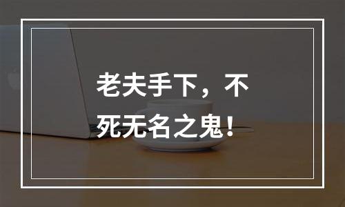 老夫手下，不死无名之鬼！