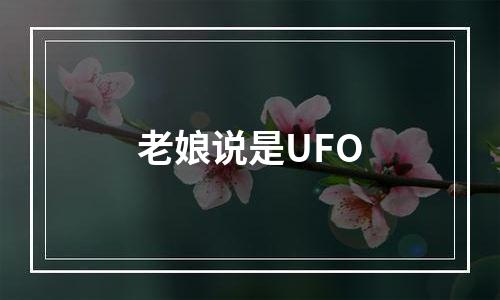 老娘说是UFO