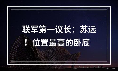 联军第一议长：苏远 ！位置最高的卧底
