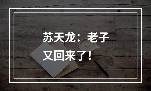 苏天龙：老子又回来了！