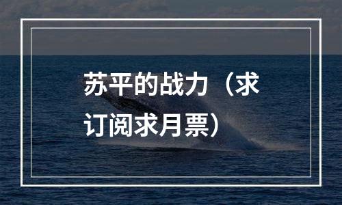 苏平的战力（求订阅求月票）