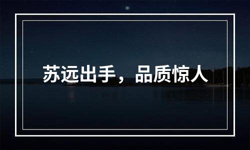 苏远出手，品质惊人