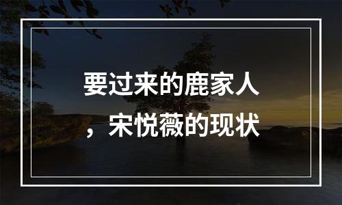 要过来的鹿家人，宋悦薇的现状